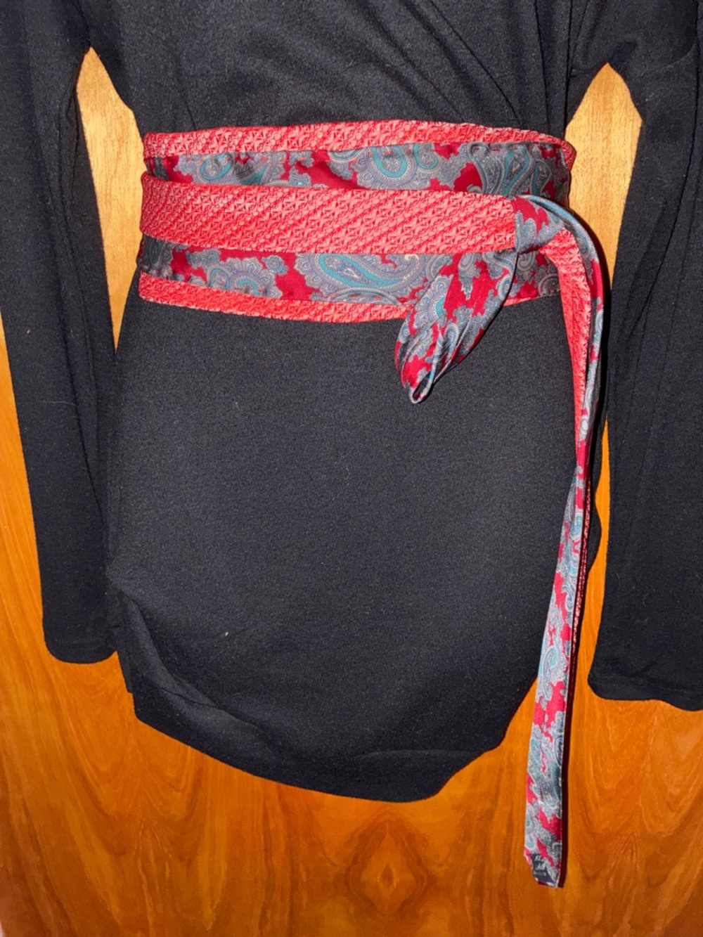 Handmade Orent Bros. Red, Blue & Gray Paisley Tie Belt One Size
